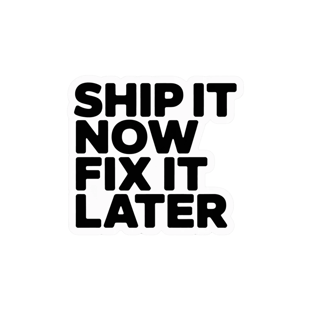 Bold Motivational Quote Sticker Ship It Now Fix It Later