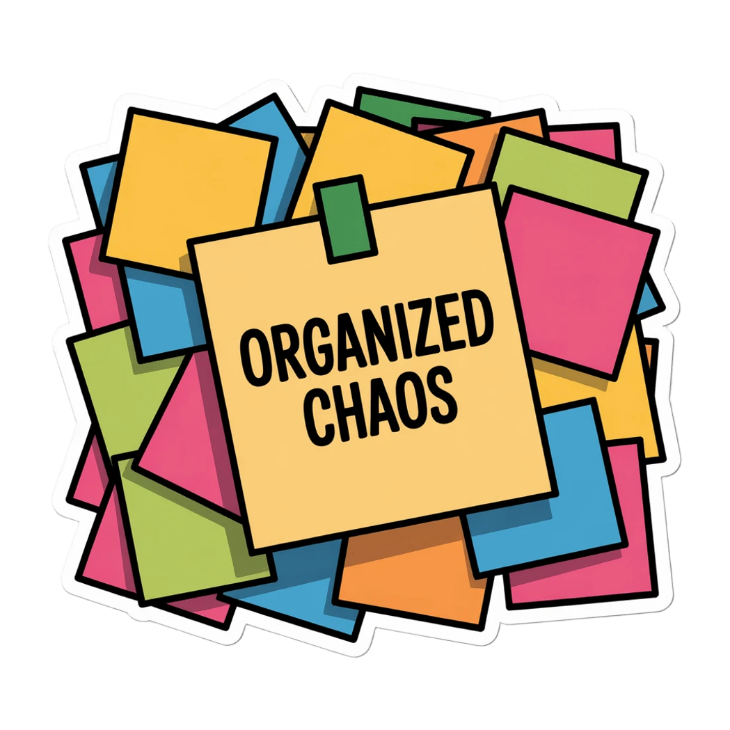 Colorful Organized Chaos Sticky Notes Sticker