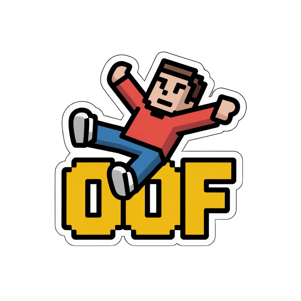 Retro Pixel Art OOF Vinyl Sticker