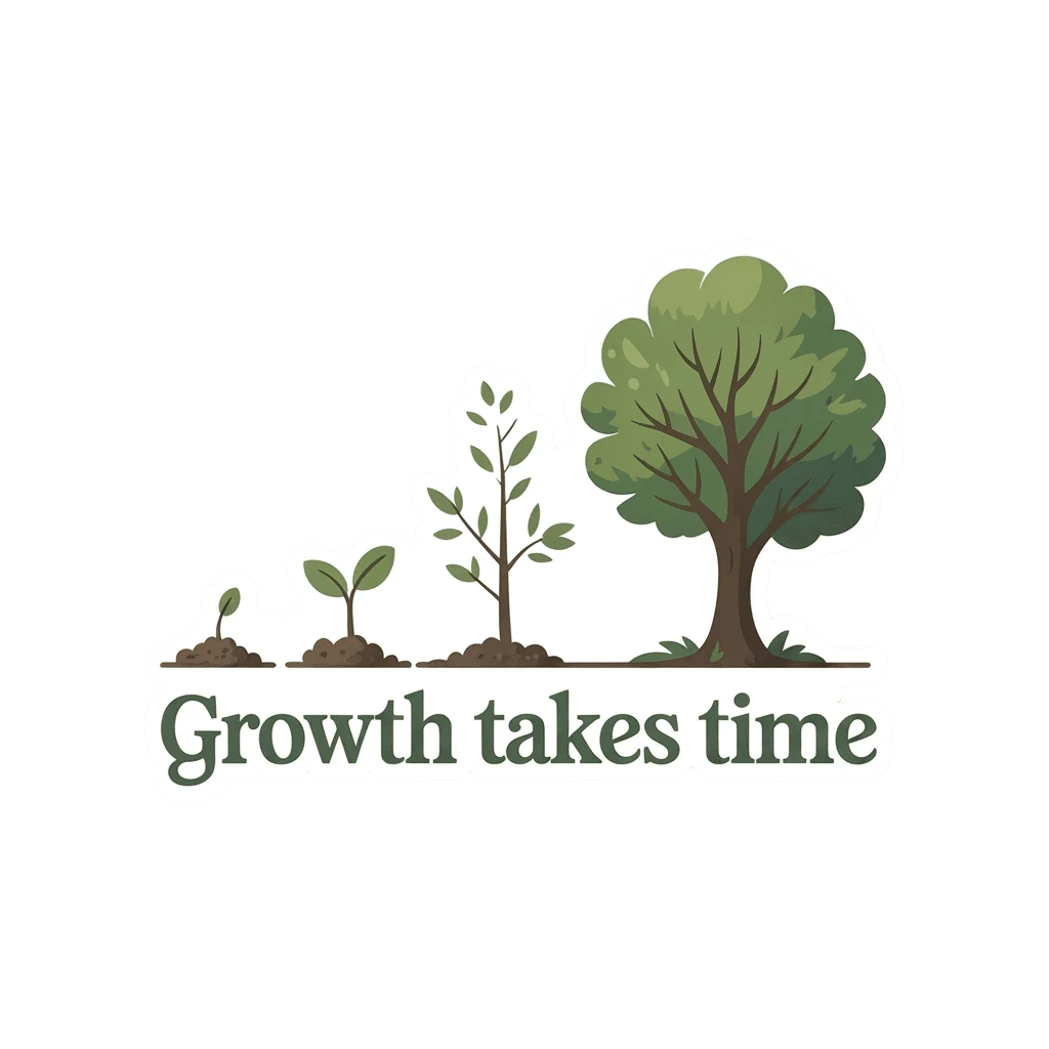 Growth Takes Time Inspirational Tree Sticker