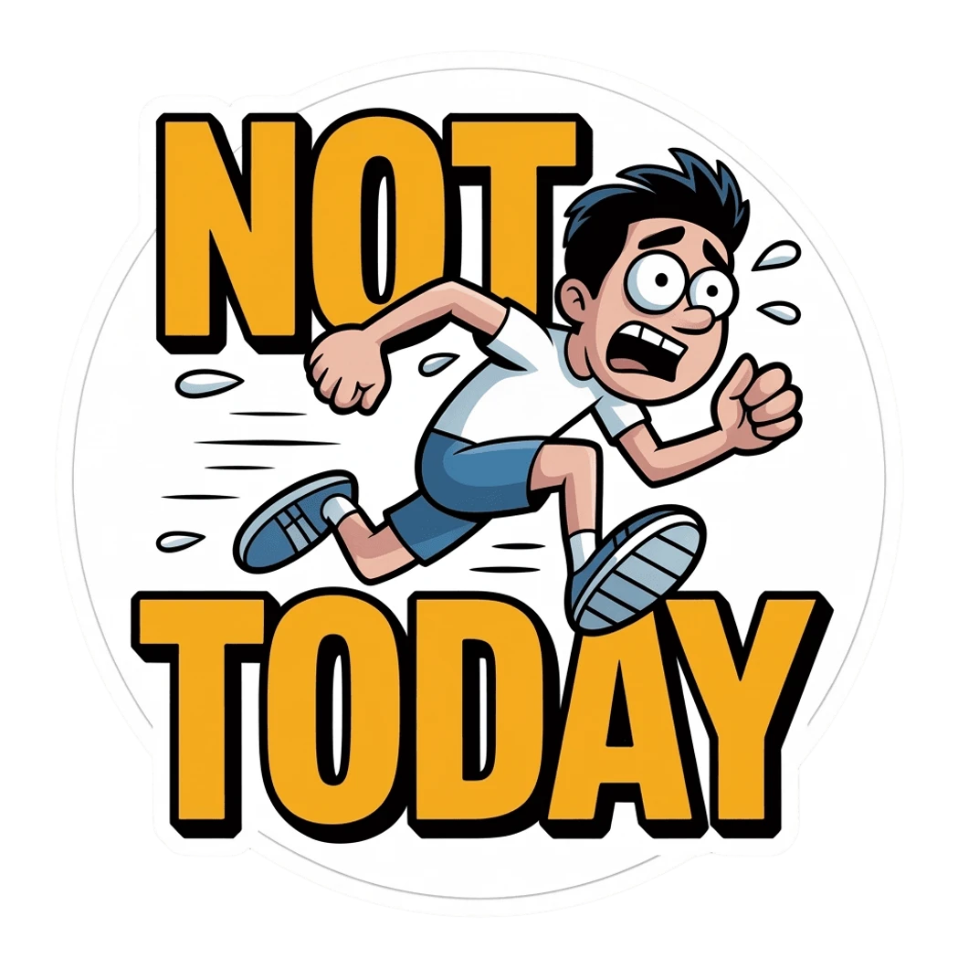 Funny Not Today Cartoon Running Sticker