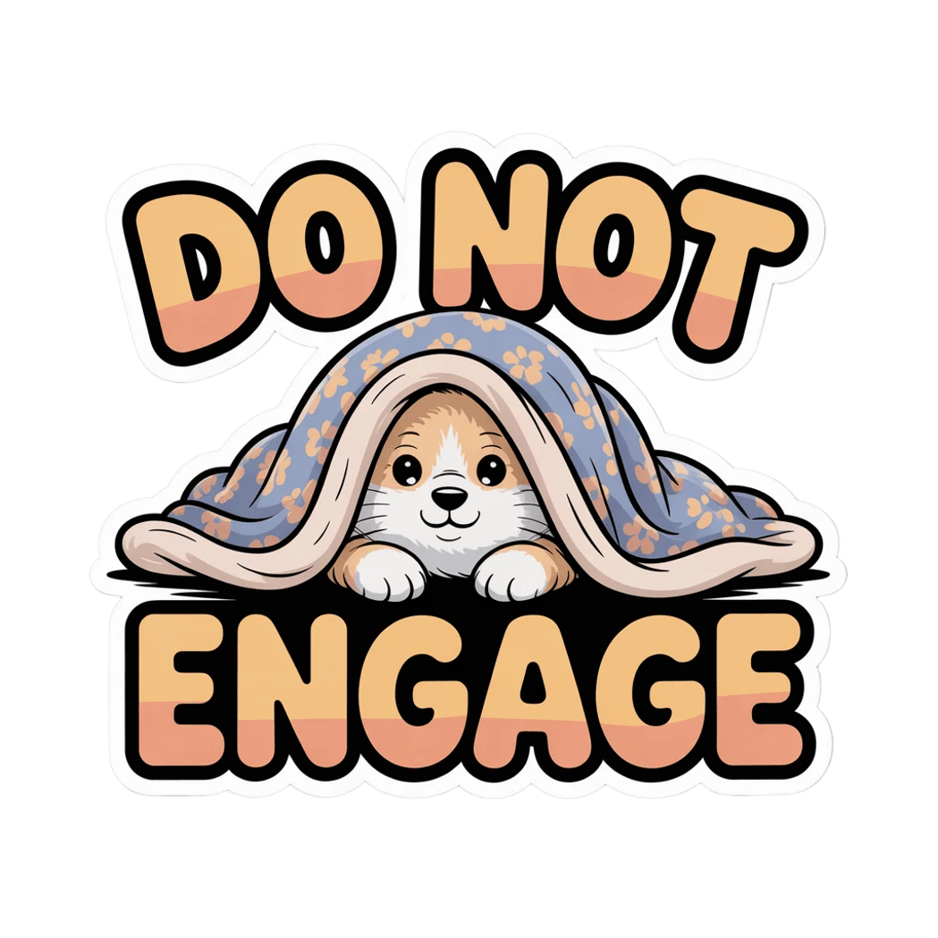 Cute Corgi Under Blanket Do Not Engage Sticker