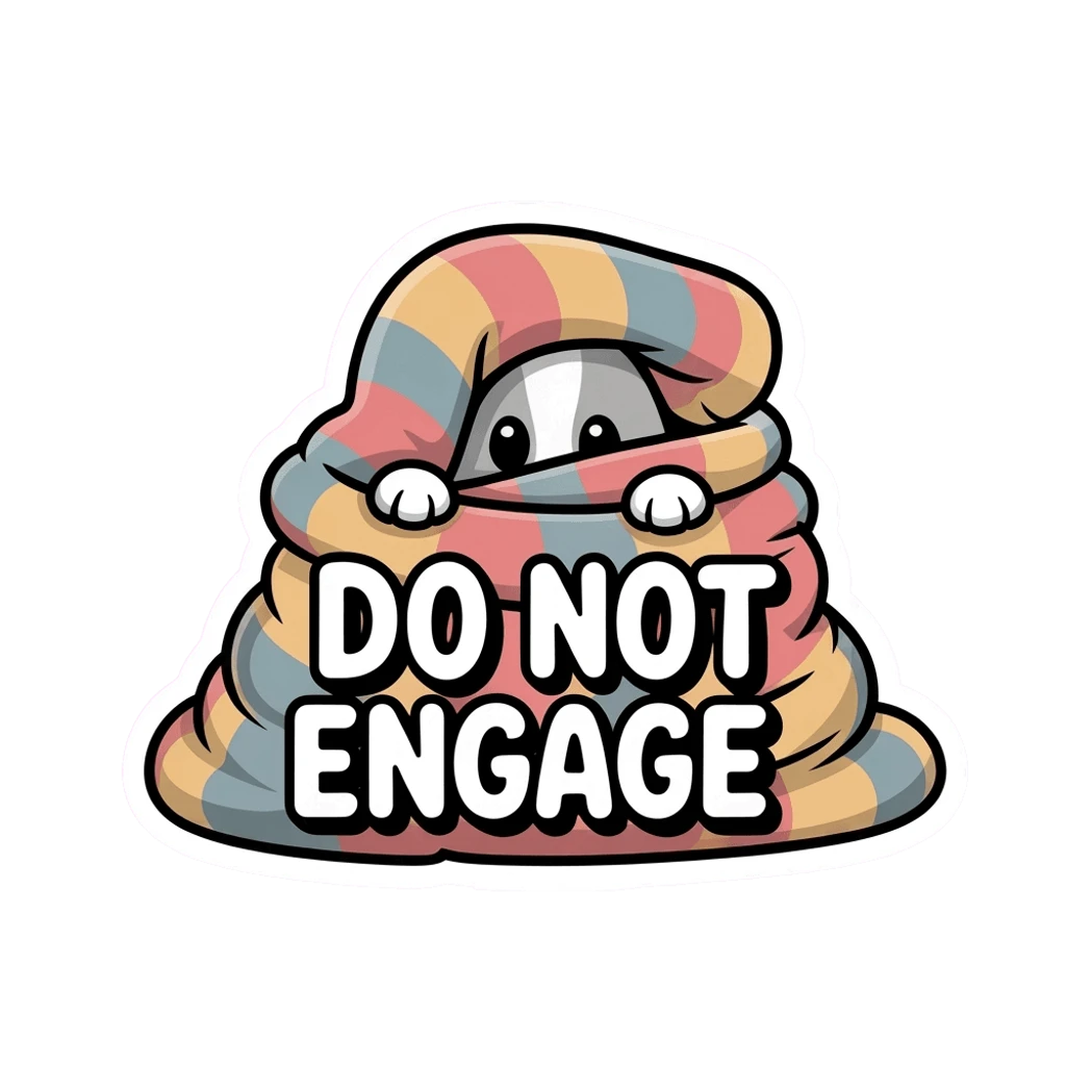 Cute Do Not Engage Cozy Blanket Sticker