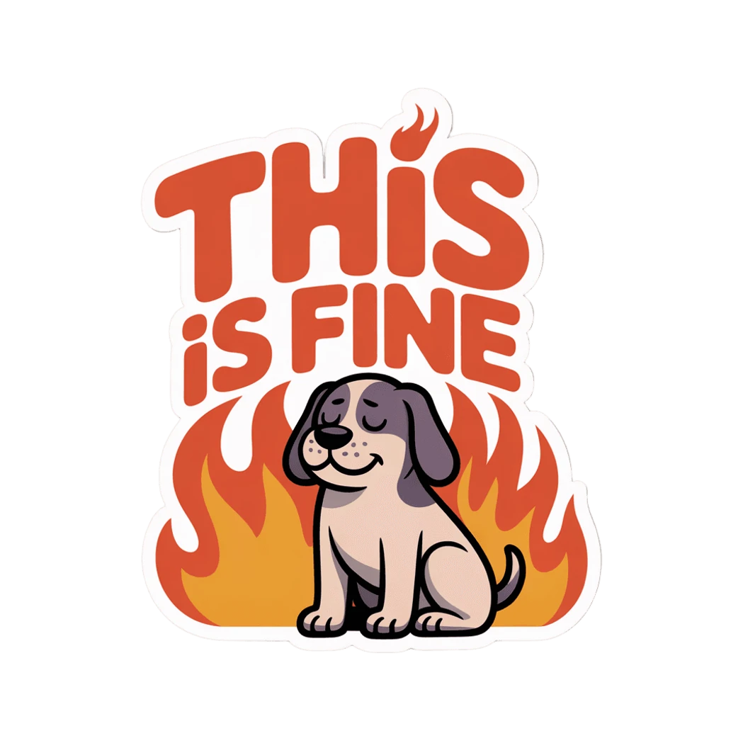 Funny This Is Fine Dog in Fire Sticker