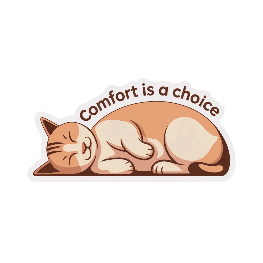 Cute Sleeping Cat Comfort Quote Sticker