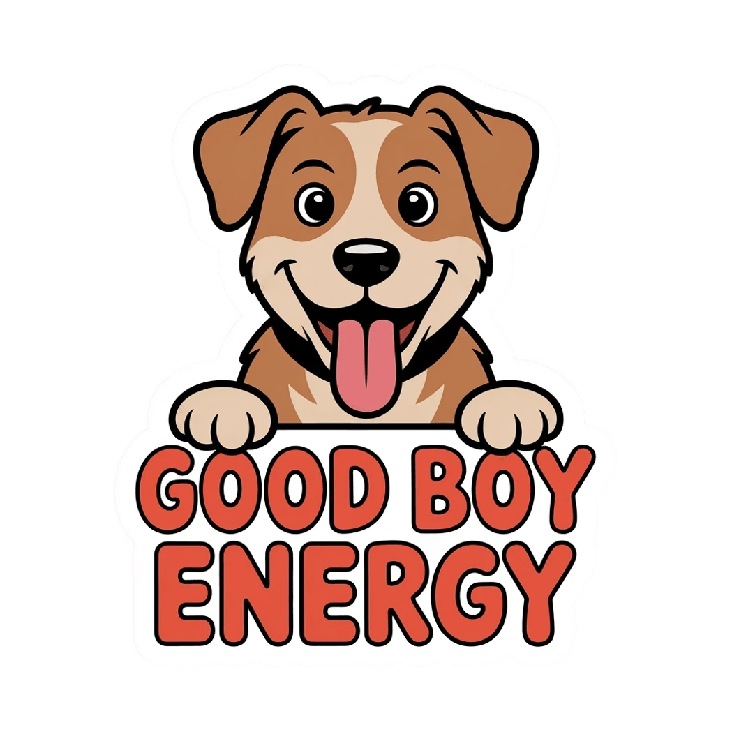 Cute Dog Good Boy Energy Vinyl Sticker