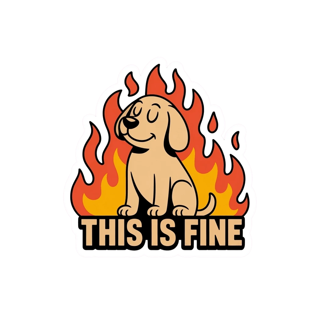 Funny Dog in Flames This Is Fine Sticker