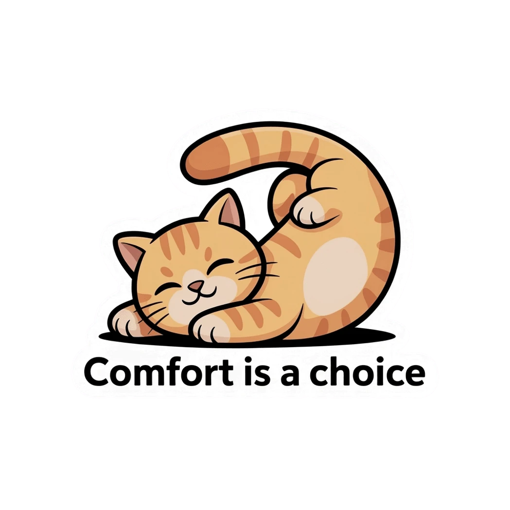 Cute Relaxed Cat with Comfort Quote Sticker