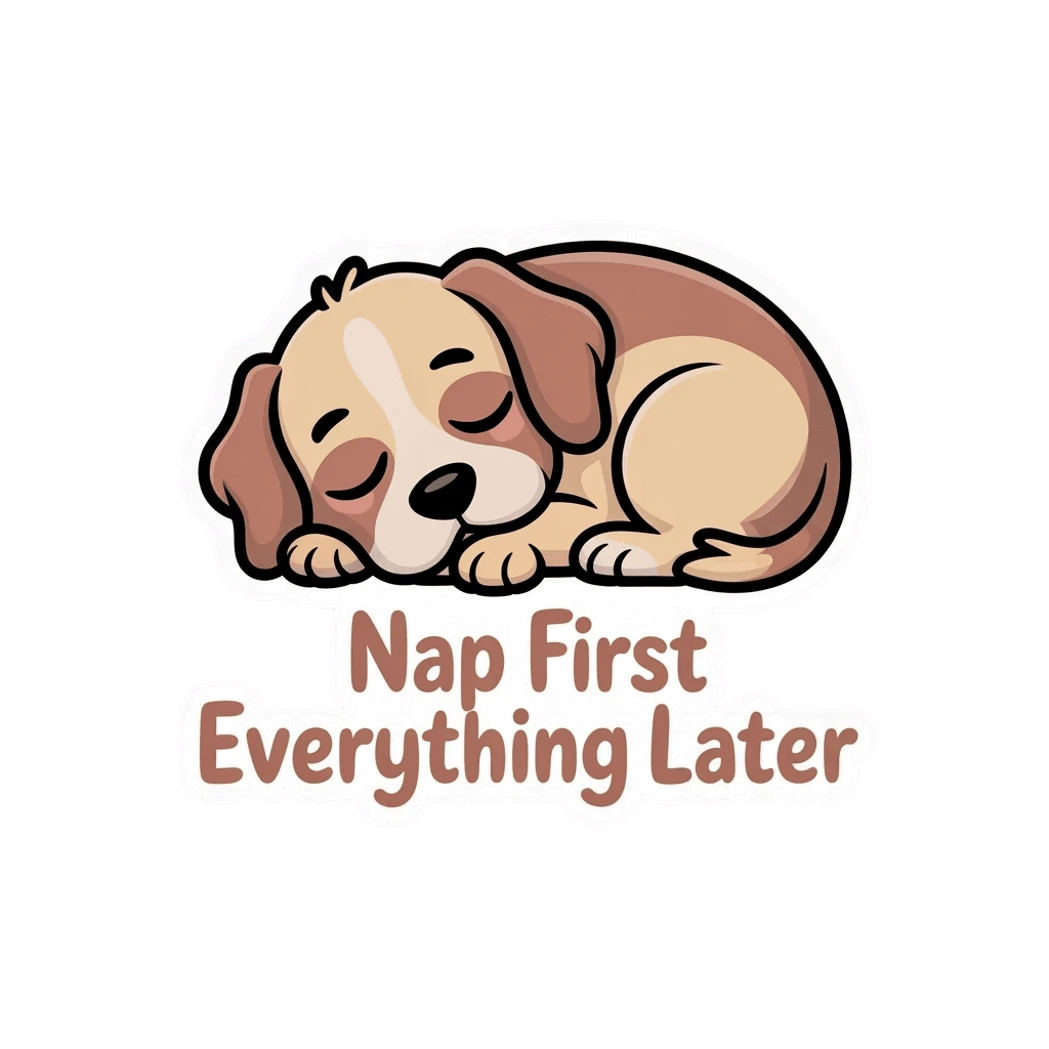 Cute Sleeping Dog Nap First Sticker