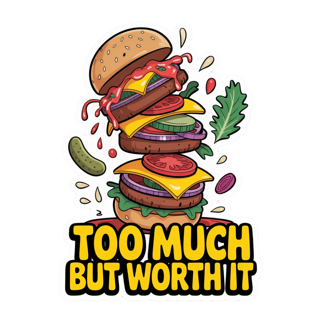 Giant Burger Stack Funny Quote Sticker