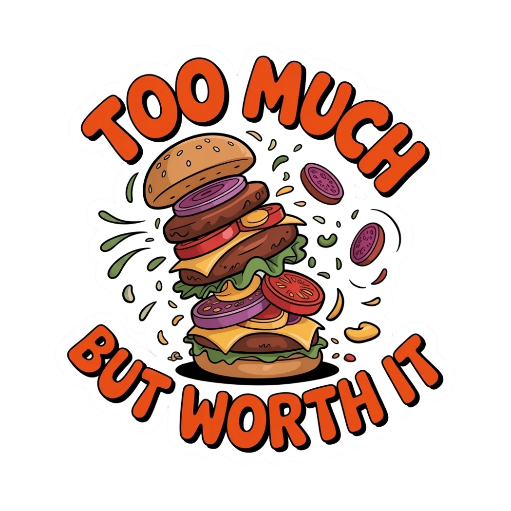 Funny Stacked Burger with Quote Vinyl Sticker
