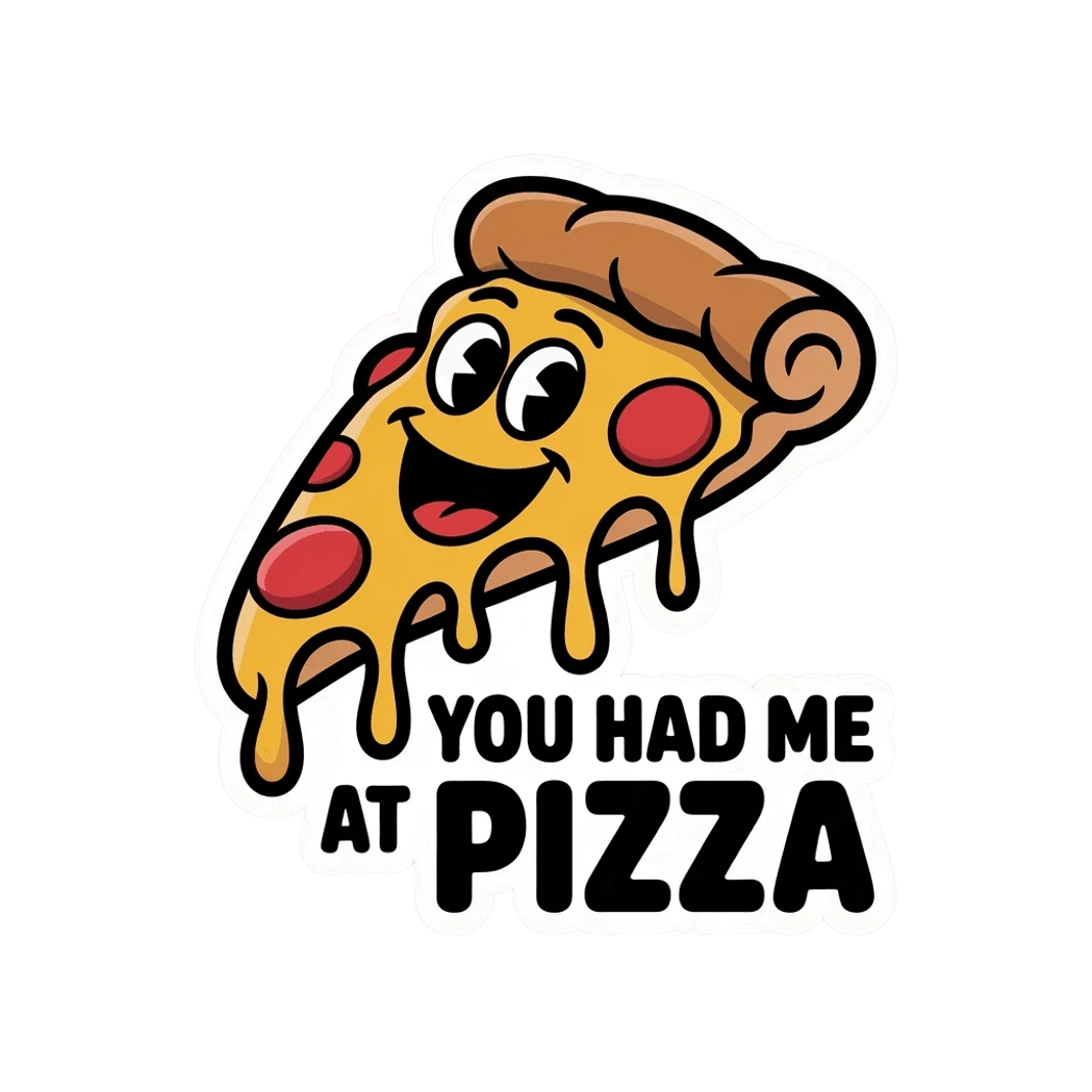 Funny Pizza Slice Cartoon Sticker