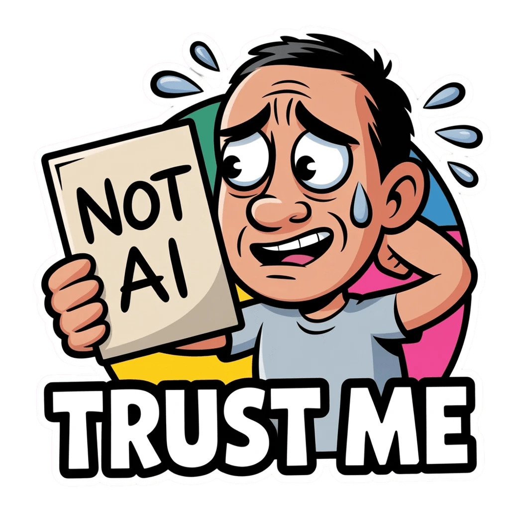 Funny Not AI Trust Me Cartoon Sticker