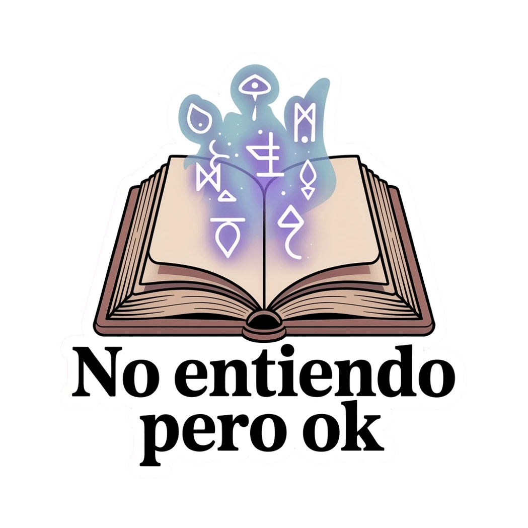 Magical Book with Symbols and Spanish Text Sticker