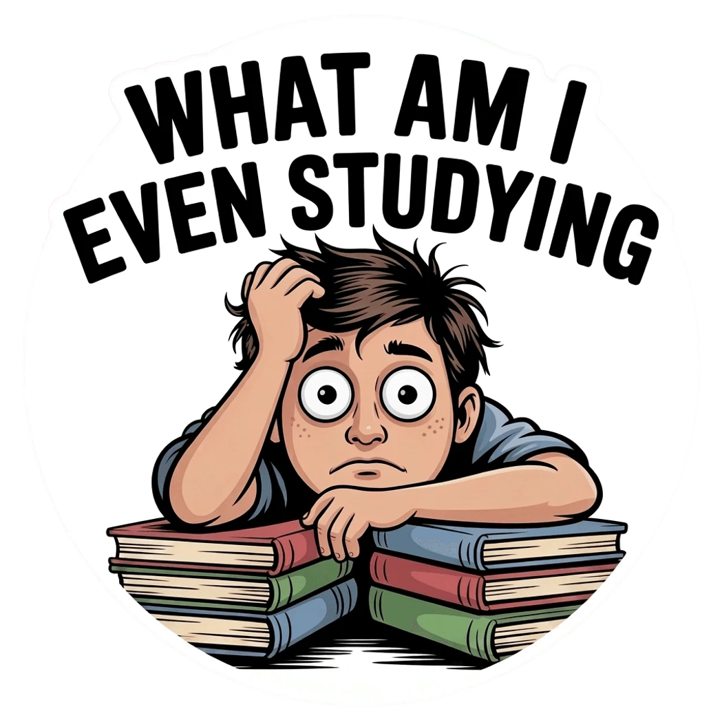 Funny Studying Student with Books Sticker