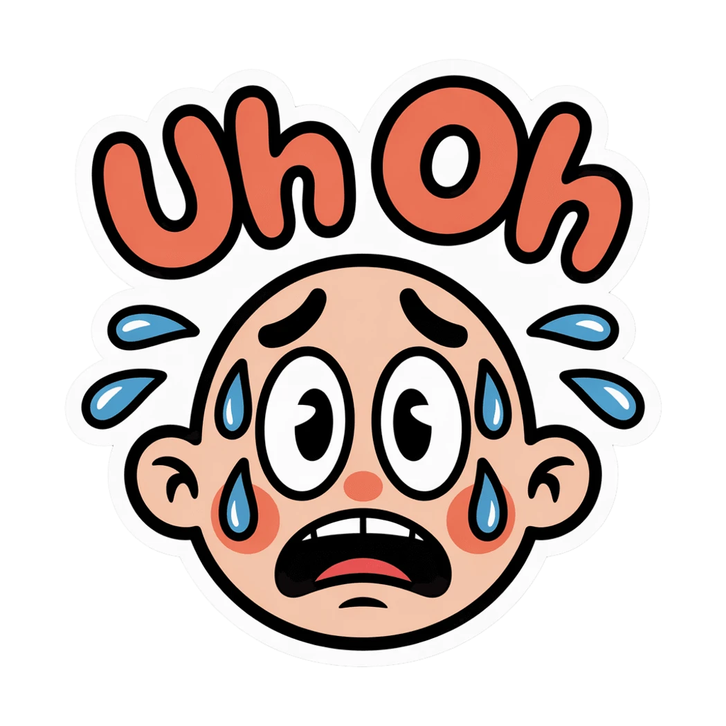 Uh Oh Expression Cartoon Face Sticker