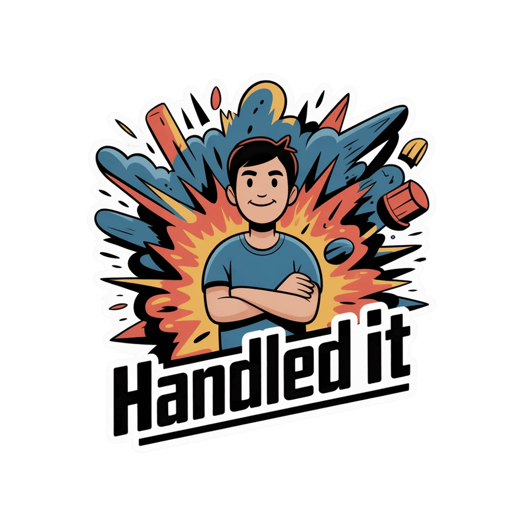 Confident Cartoon Character Handled It Sticker