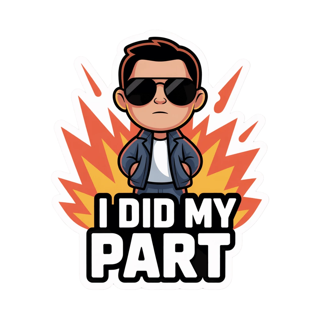 Cool Action Hero I Did My Part Sticker
