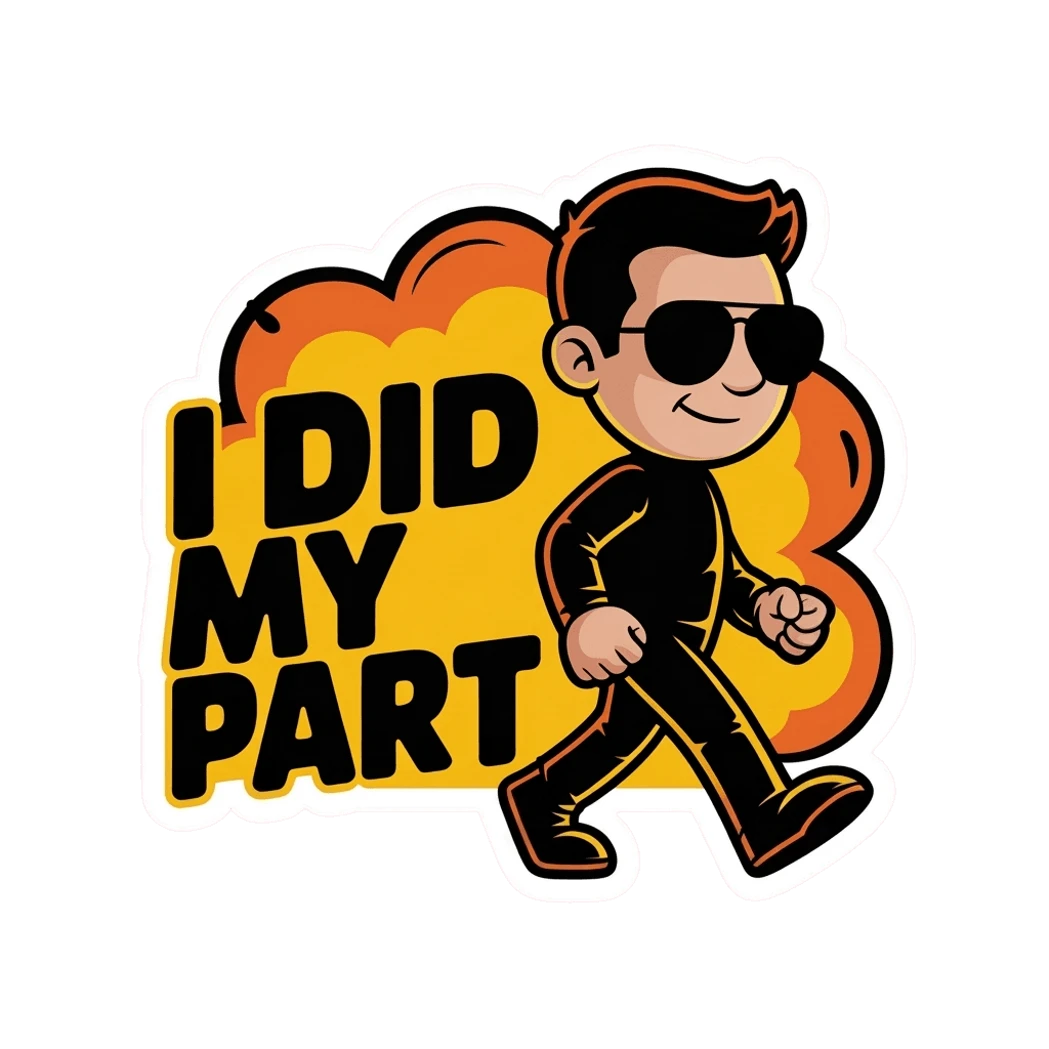 Cool Cartoon Character I Did My Part Sticker