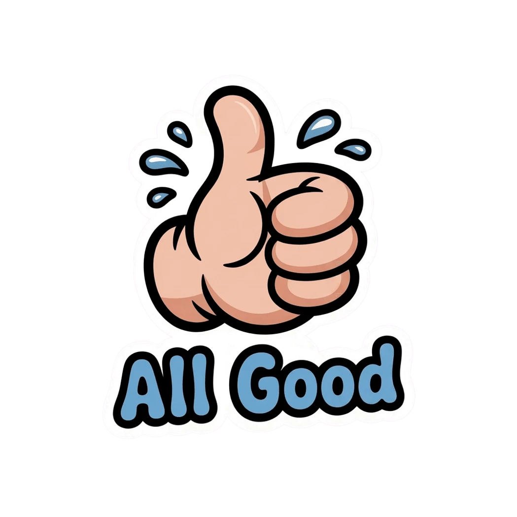 Thumbs Up All Good Cartoon Sticker