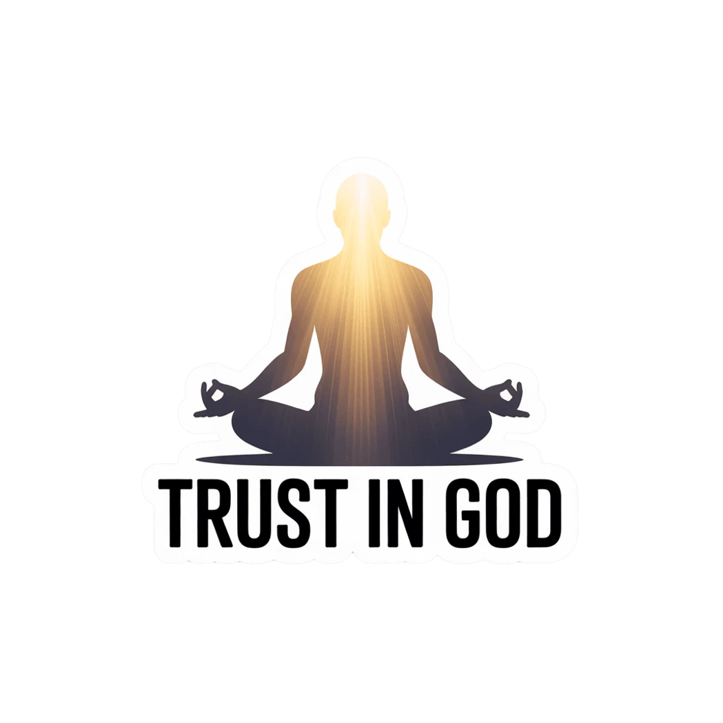 Meditative Silhouette Trust In God Sticker