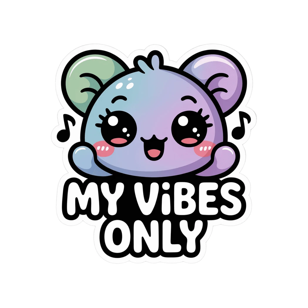 Cute Kawaii Bear My Vibes Only Sticker