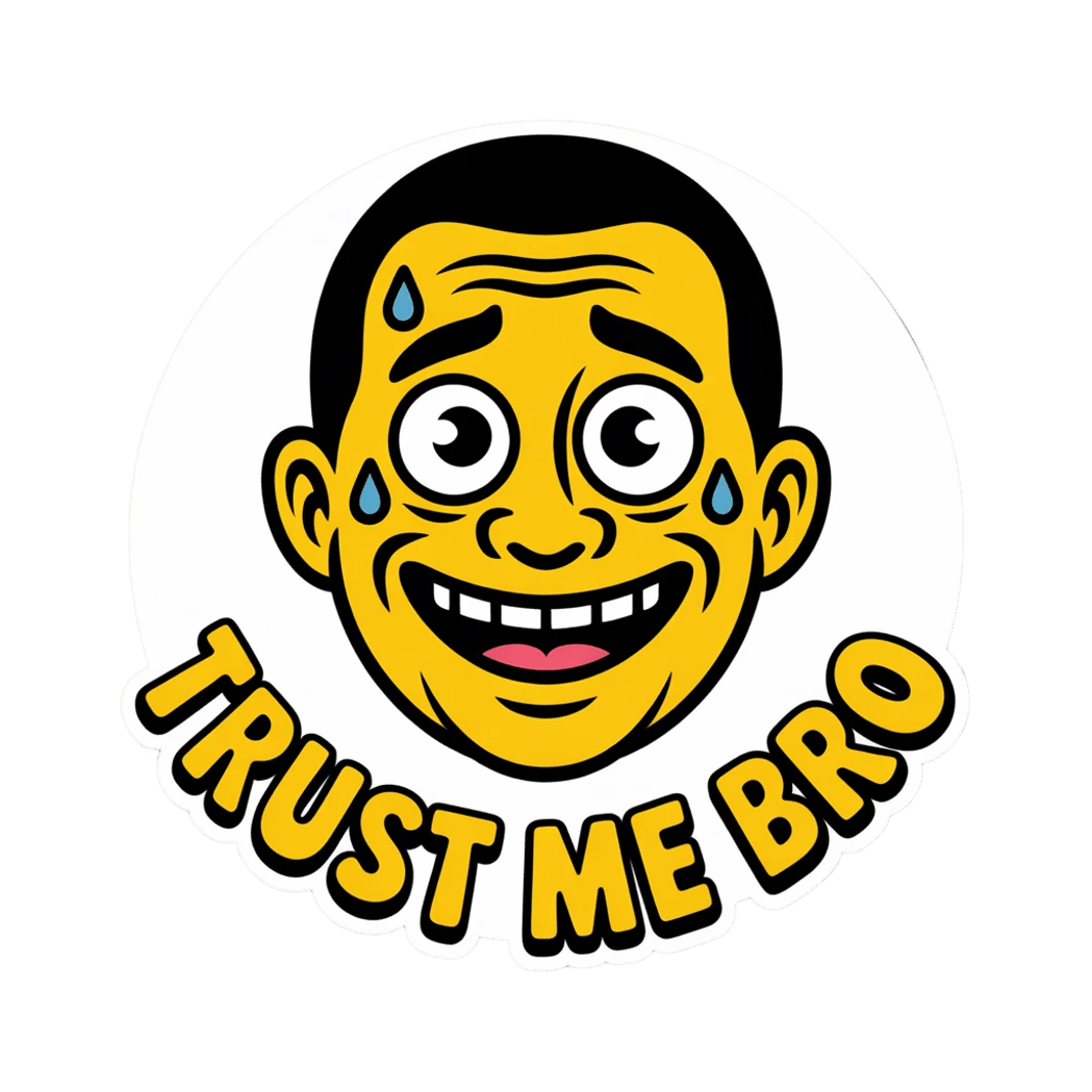 Funny Trust Me Bro Yellow Emoji Sticker