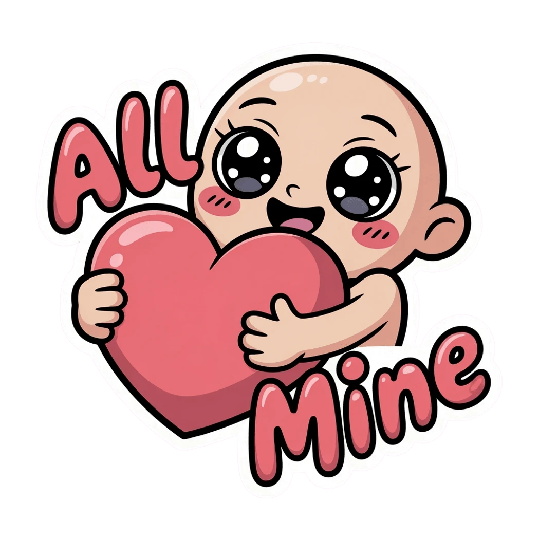 Adorable Baby Holding Heart Kawaii Sticker