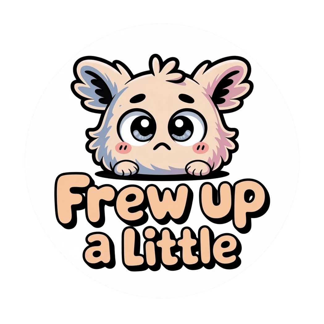 Cute Kawaii Creature with Frew Up a Little Text Sticker