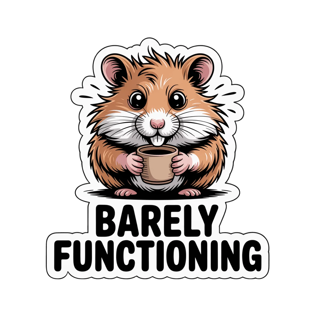 Cute Hamster Barely Functioning Coffee Sticker