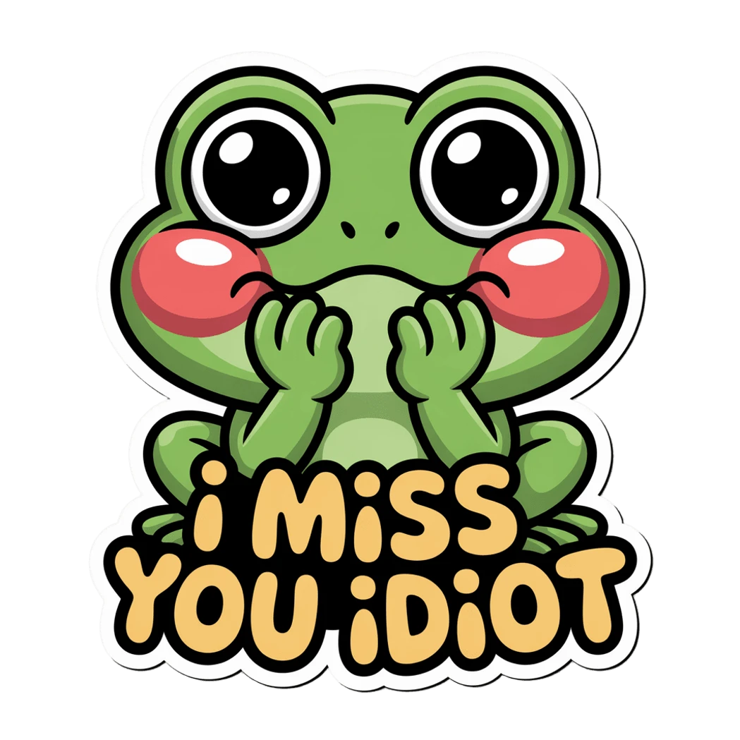 Cute Frog I Miss You Idiot Sticker