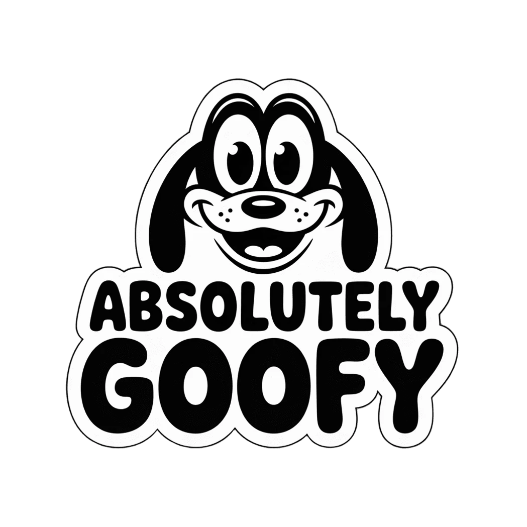 Absolutely Goofy Cartoon Dog Sticker