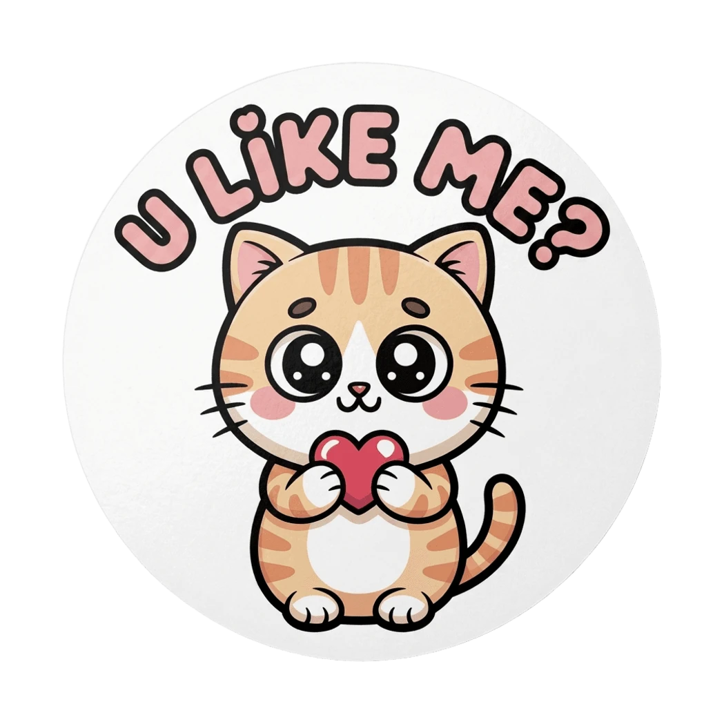 Cute Kawaii Cat with Heart Vinyl Sticker