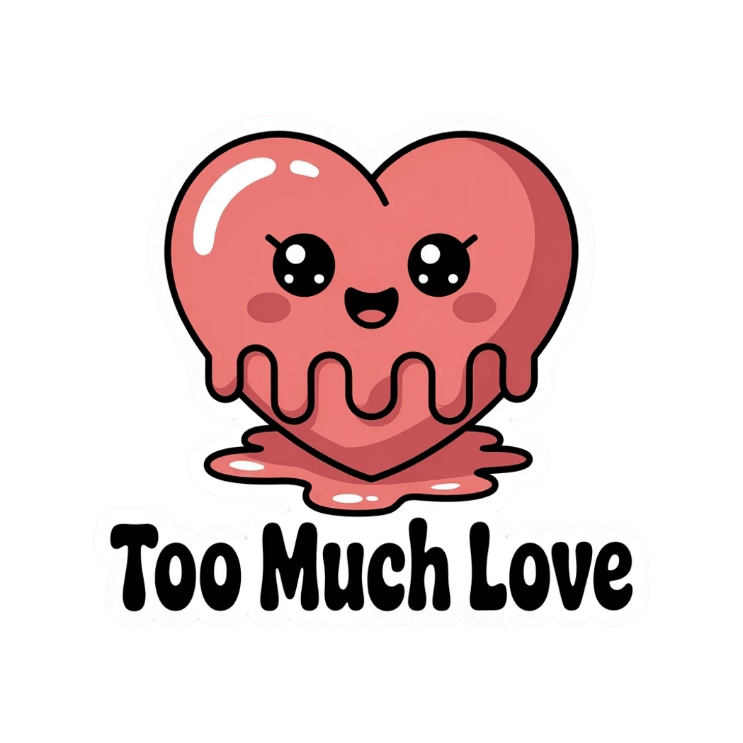 Cute Kawaii Melting Heart Too Much Love Sticker