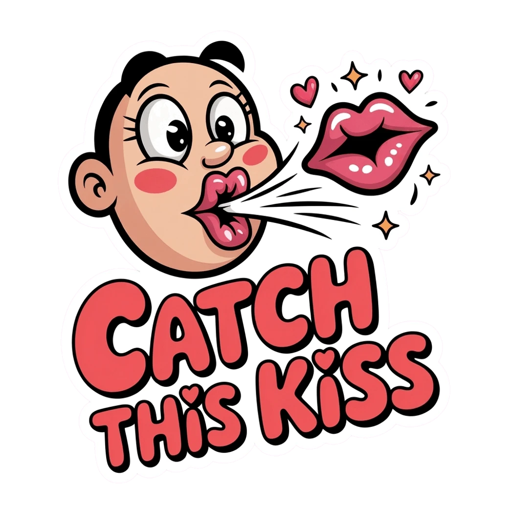 Catch This Kiss Cartoon Vinyl Sticker