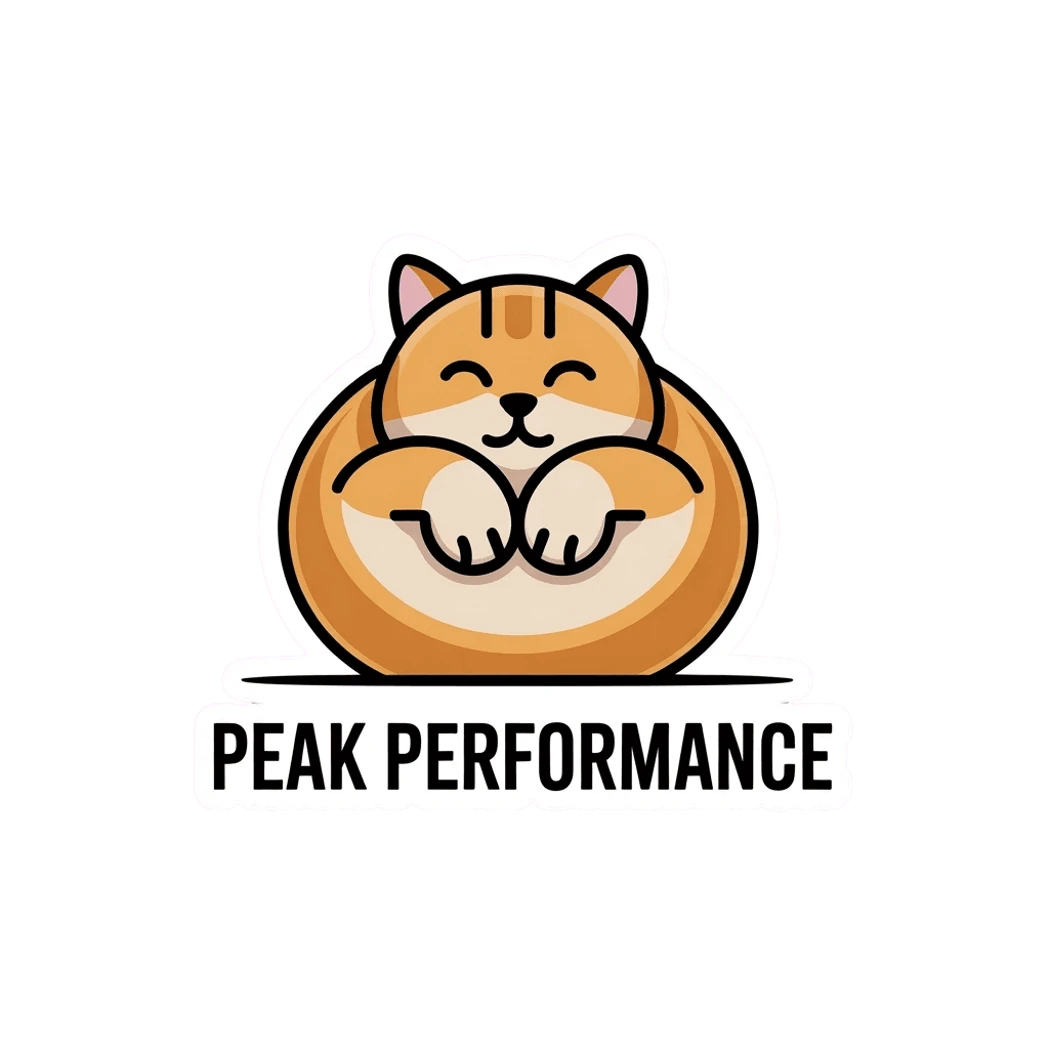 Cute Chubby Cat Peak Performance Sticker