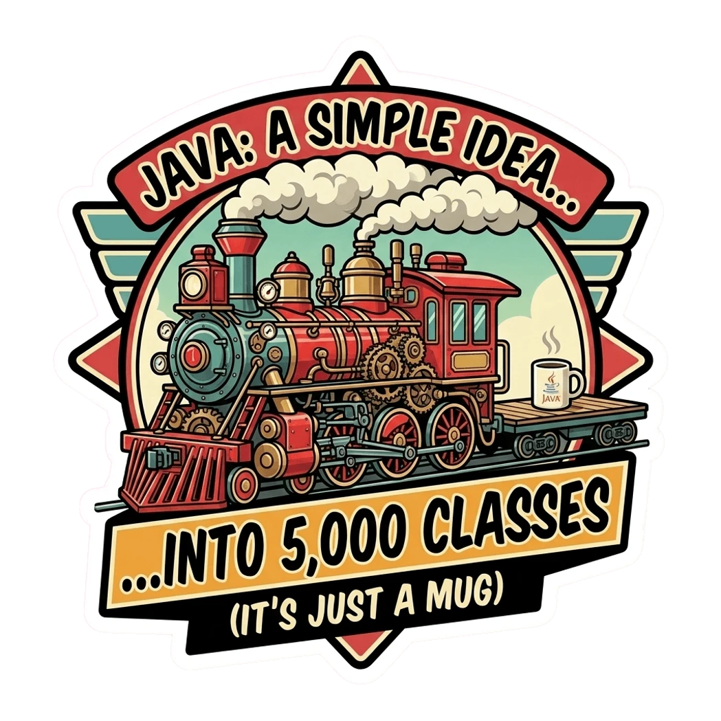 Funny Java Train Mug Vinyl Sticker