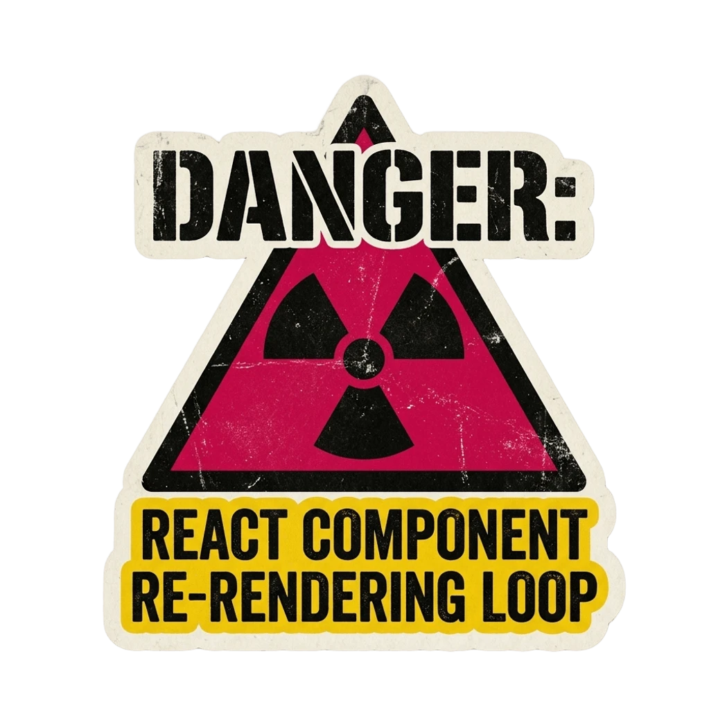 Danger React Component Re-Rendering Loop Sticker