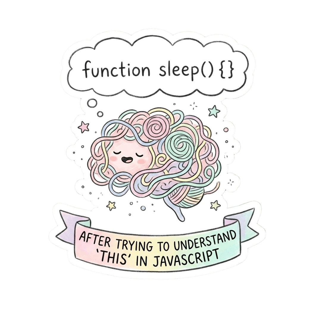 Funny JavaScript Sleepy Coder Vinyl Sticker