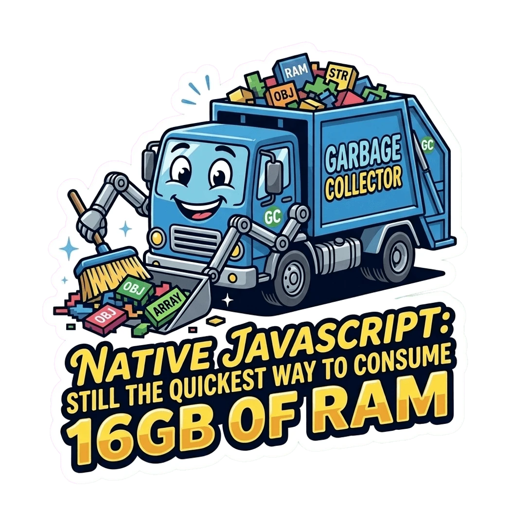 Funny JavaScript Garbage Truck Vinyl Sticker