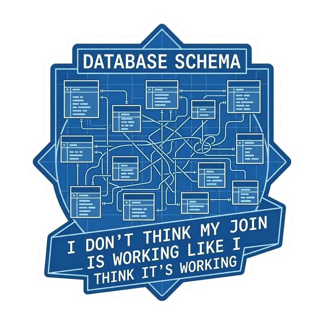 Funny Database Schema Vinyl Sticker