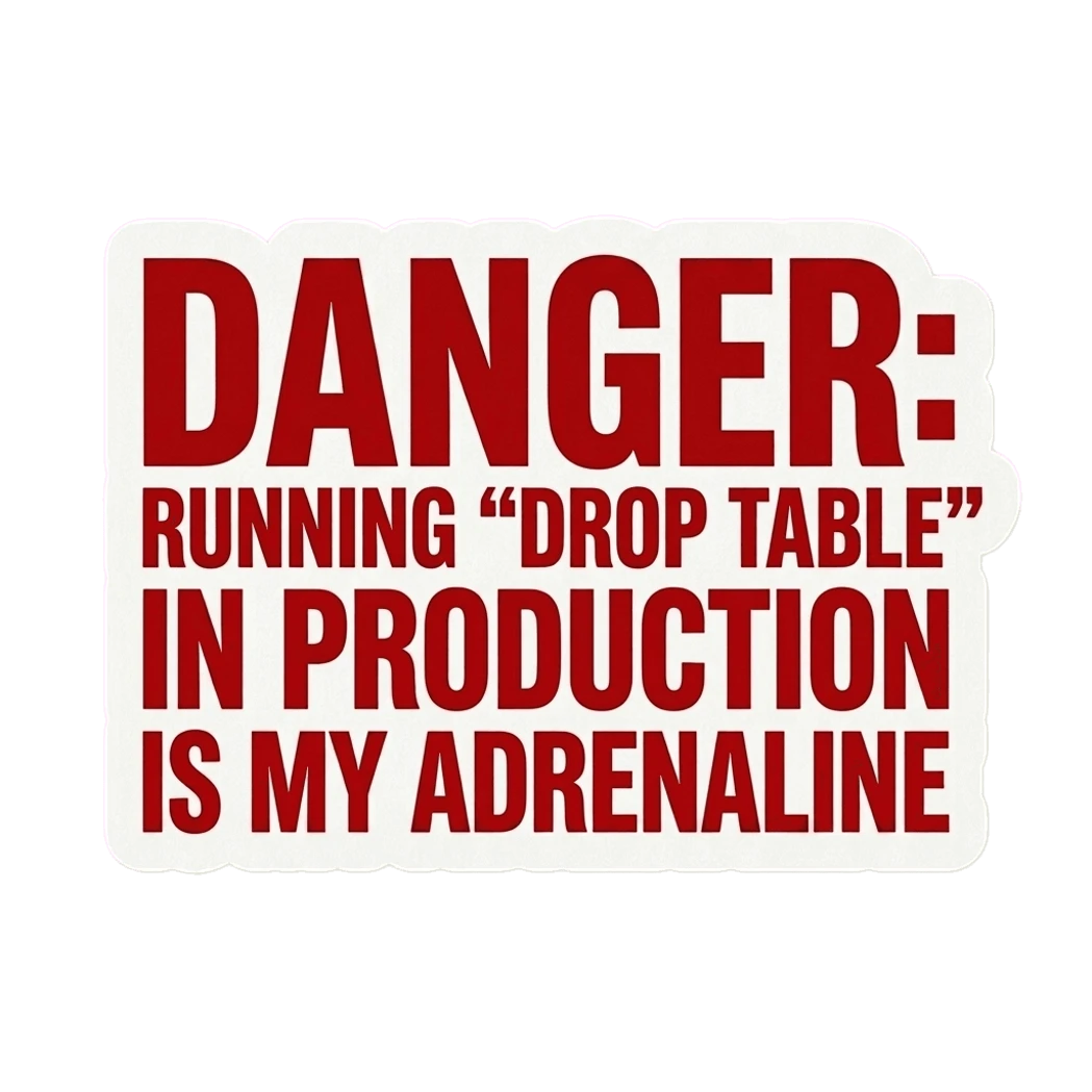 Funny SQL Danger Warning Vinyl Sticker