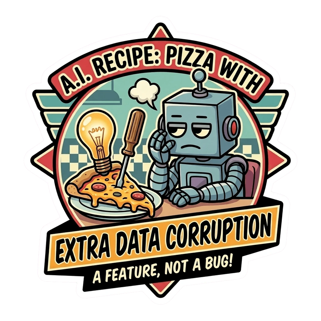 Funny AI Robot Pizza Vinyl Sticker