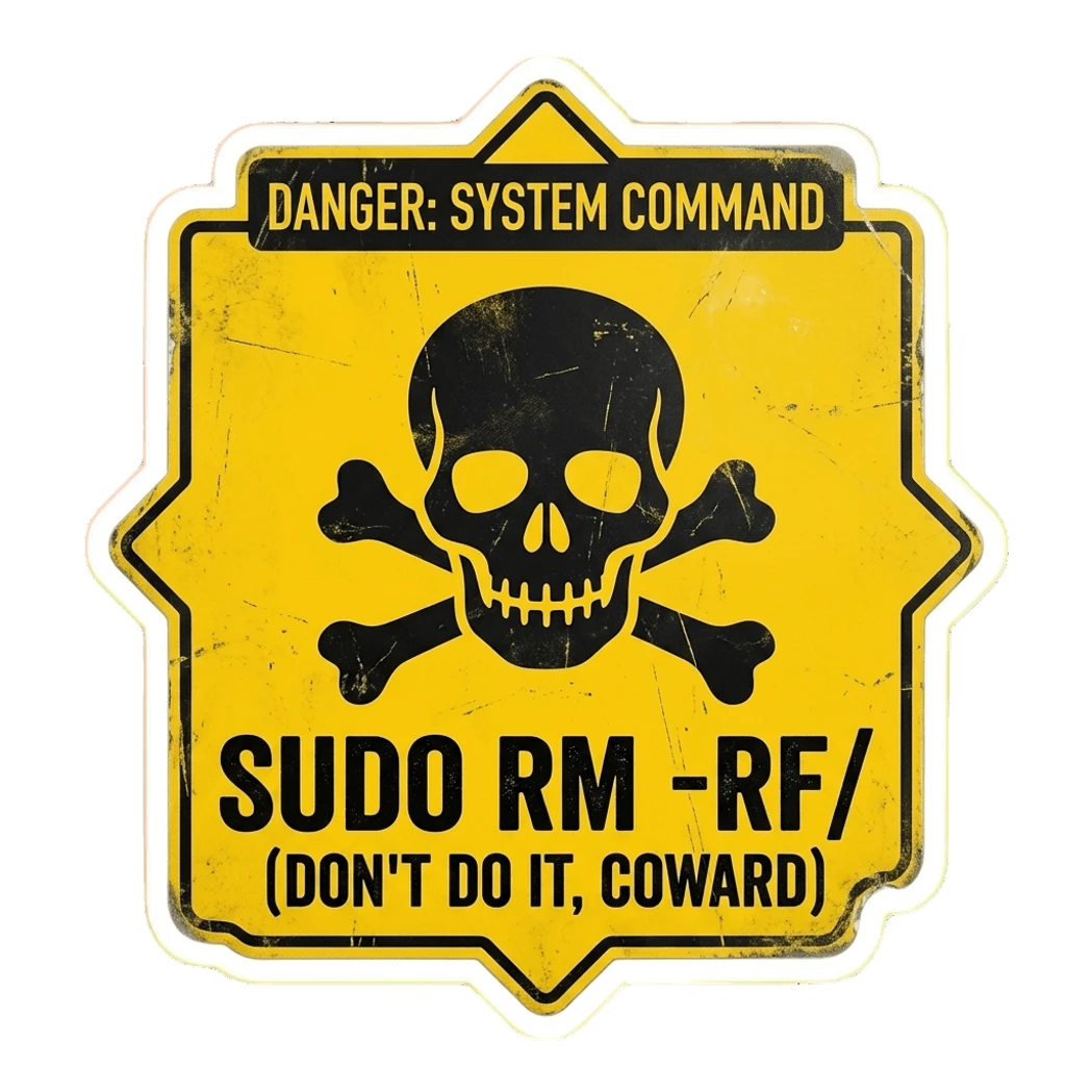 Danger System Command Sudo RM Vinyl Sticker
