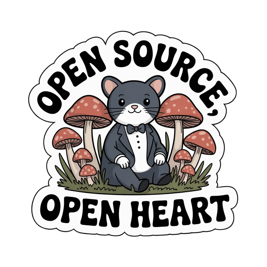Cute Tuxedo Cat Open Source Vinyl Sticker
