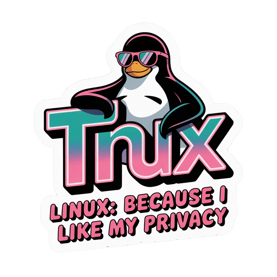 Cool Tux Linux Privacy Vinyl Sticker