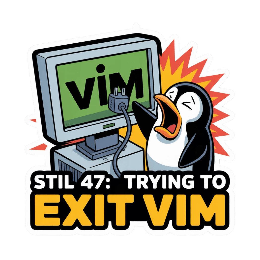 Funny Penguin Trying to Exit VIM Sticker