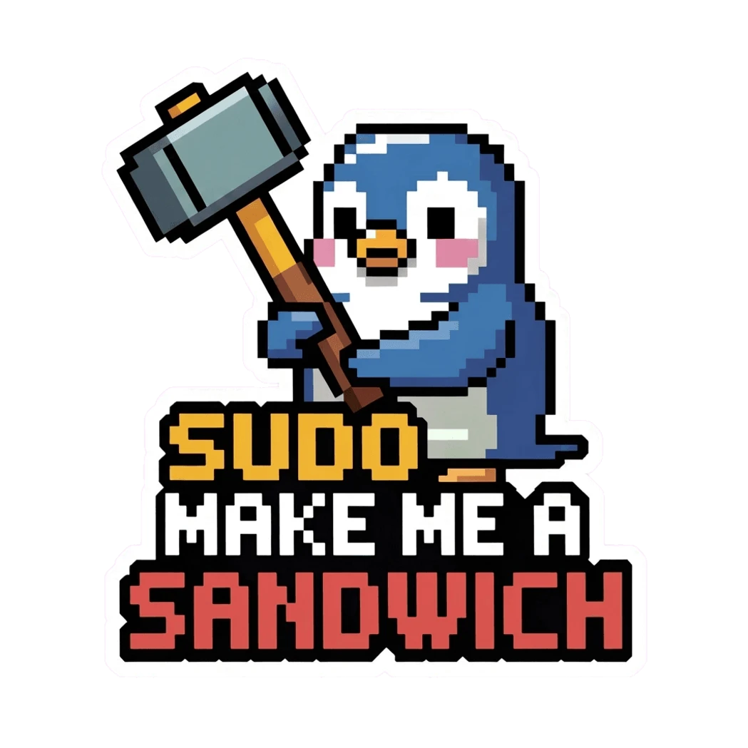 Funny Penguin Sudo Make Me a Sandwich Sticker