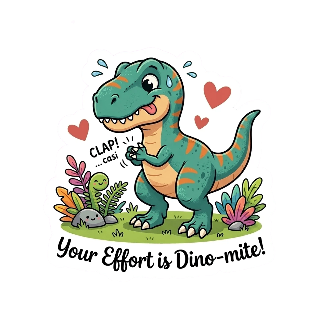 Cute Dinosaur Encouragement Vinyl Sticker