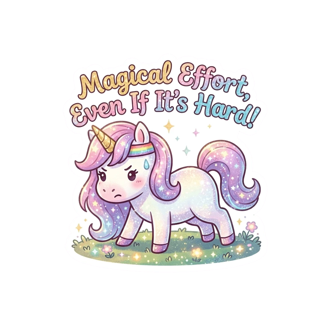 Motivational Unicorn Glitter Vinyl Sticker